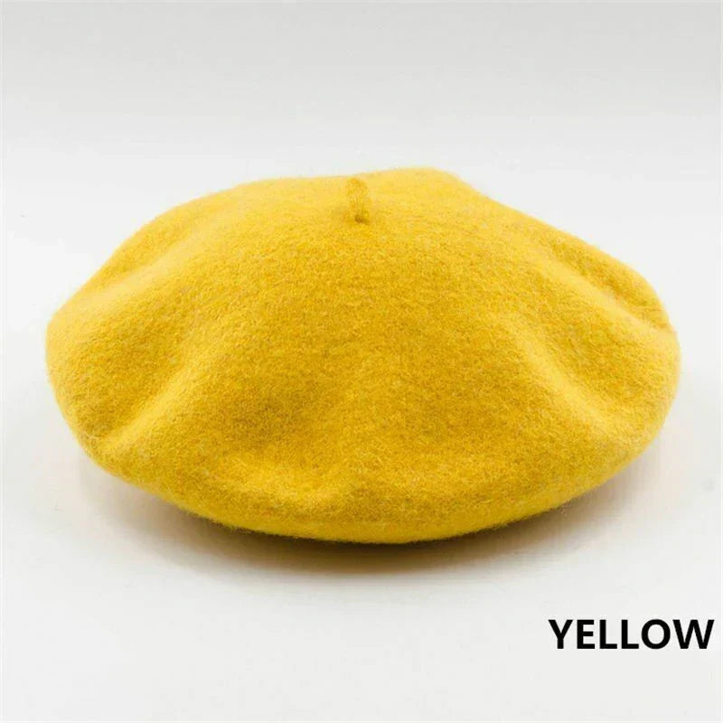 Stylish women's black wool beret. A warm winter hat & classic fashion accessory.