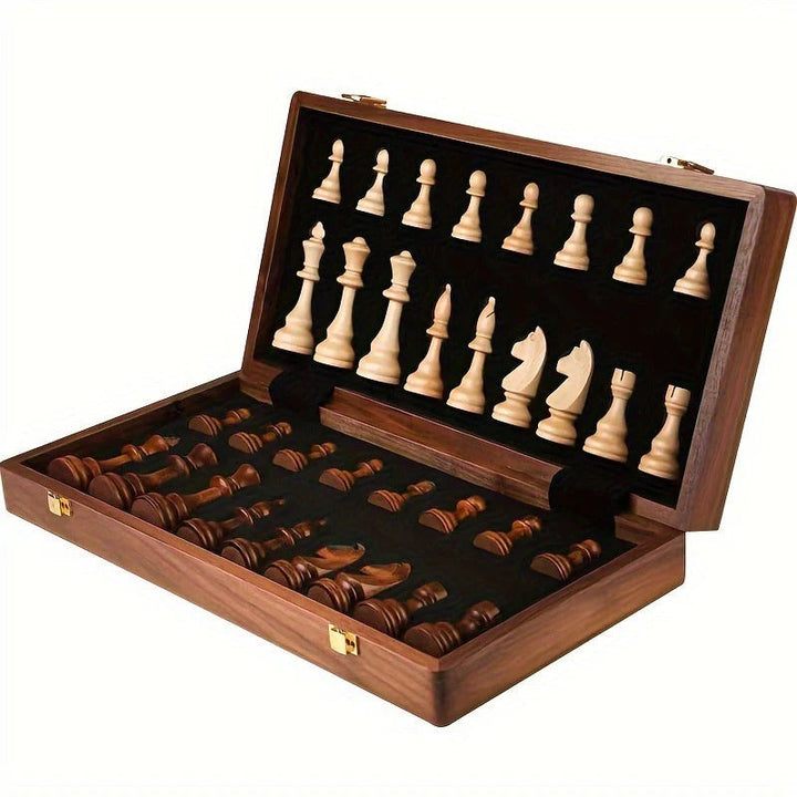 Classic wooden chess board game set with finely crafted pieces, perfect for strategy and family game nights.