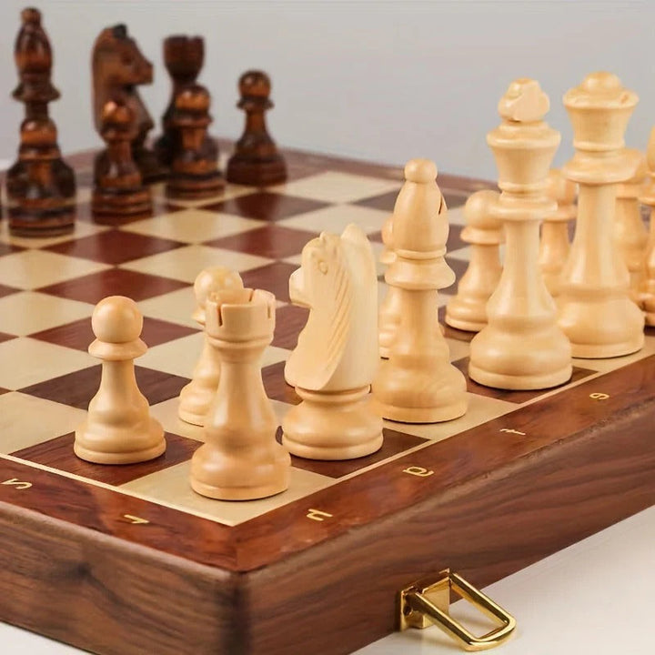 Premium wooden chess board game set, featuring extra pieces for extended play and replacement, great for all ages.