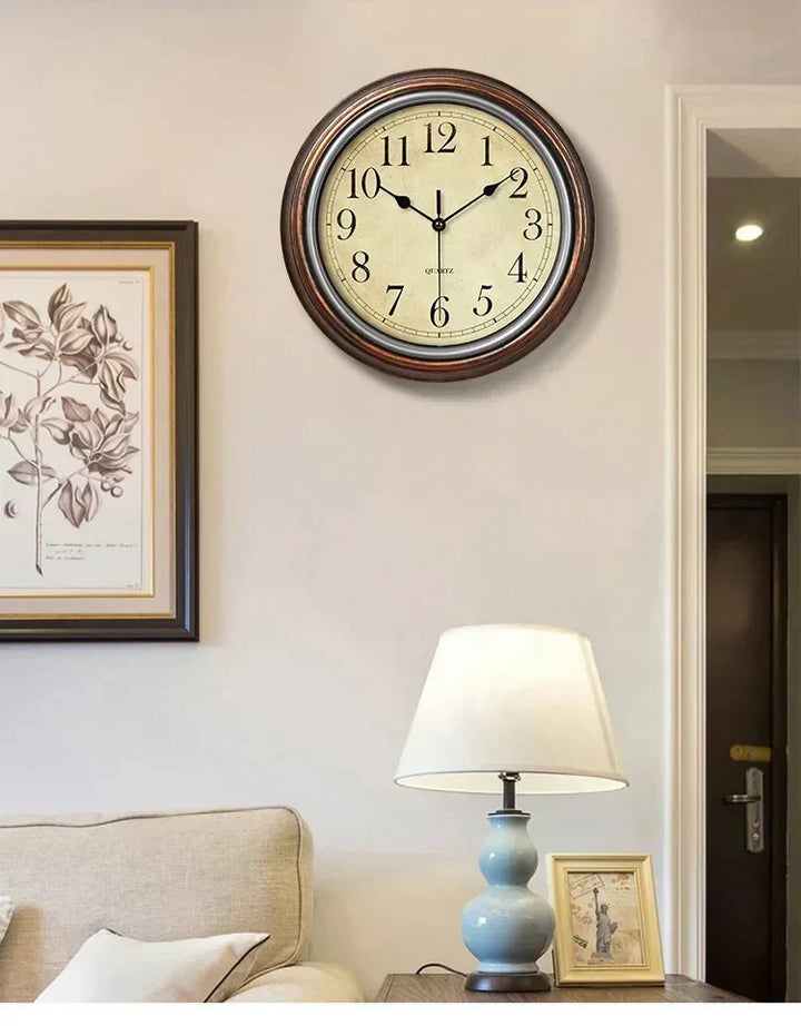 Silent classic wall clock with large numbers, new wooden design. Perfect for office, kitchen, or modern home decor.