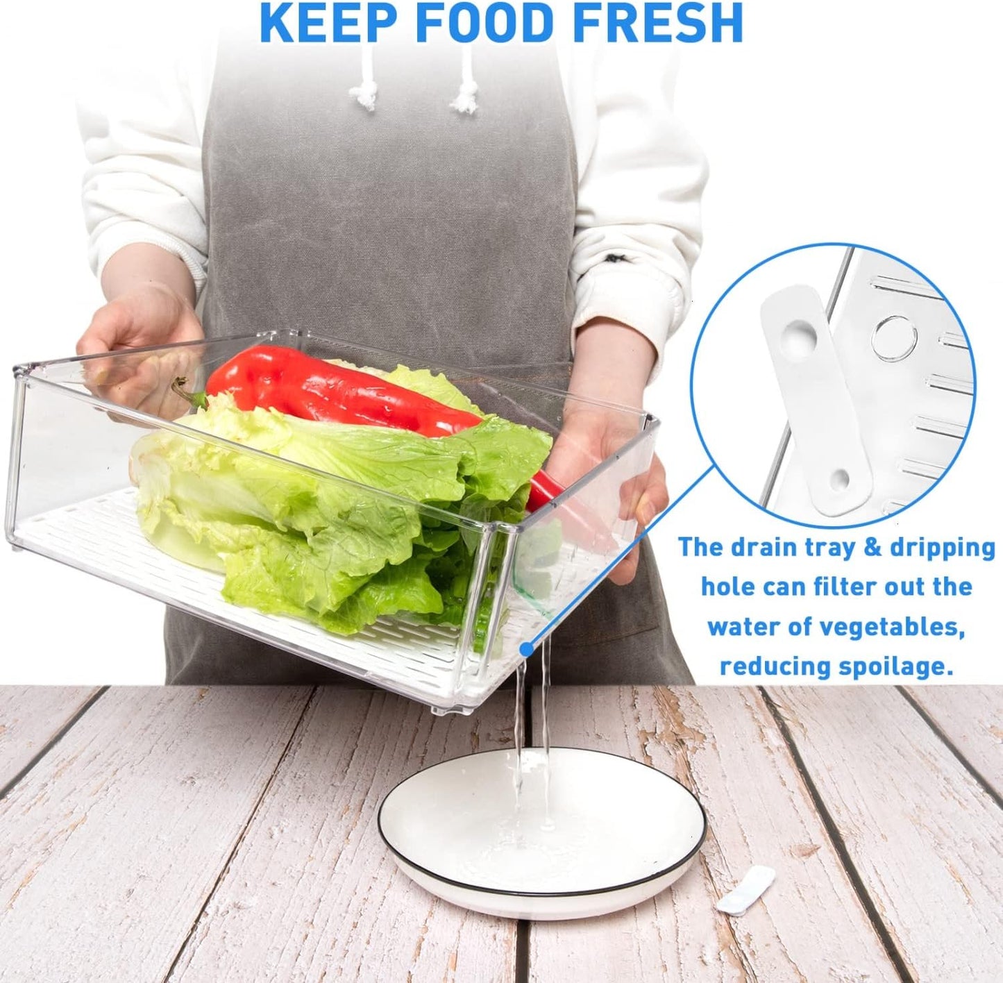Organize your fridge with these clear, stackable food storage containers. A 10-piece set for neatness.