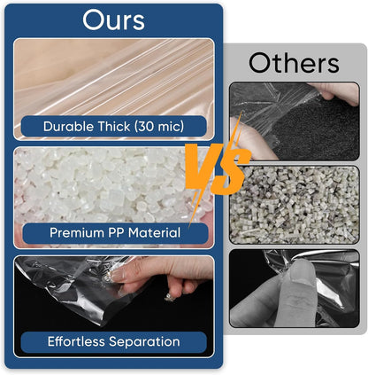 50-pack clear clothing covers for effective wardrobe storage, travel, & garment protection.