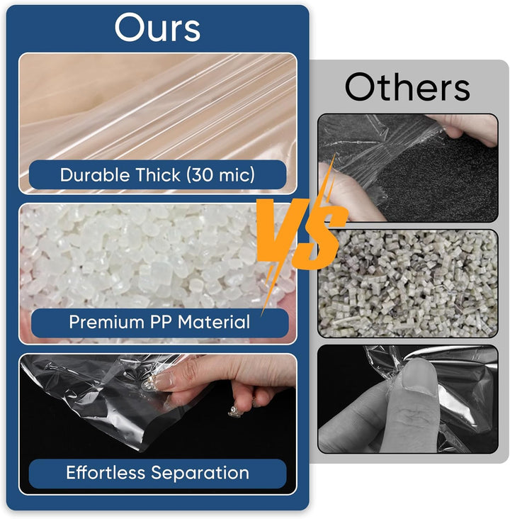 50-pack clear clothing covers for effective wardrobe storage, travel, & garment protection.