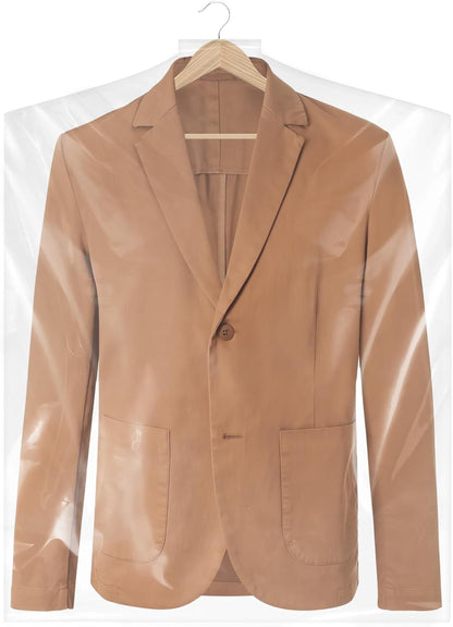 See-through garment bags, 50 ct, offering clothing protection for closet organization & travel.