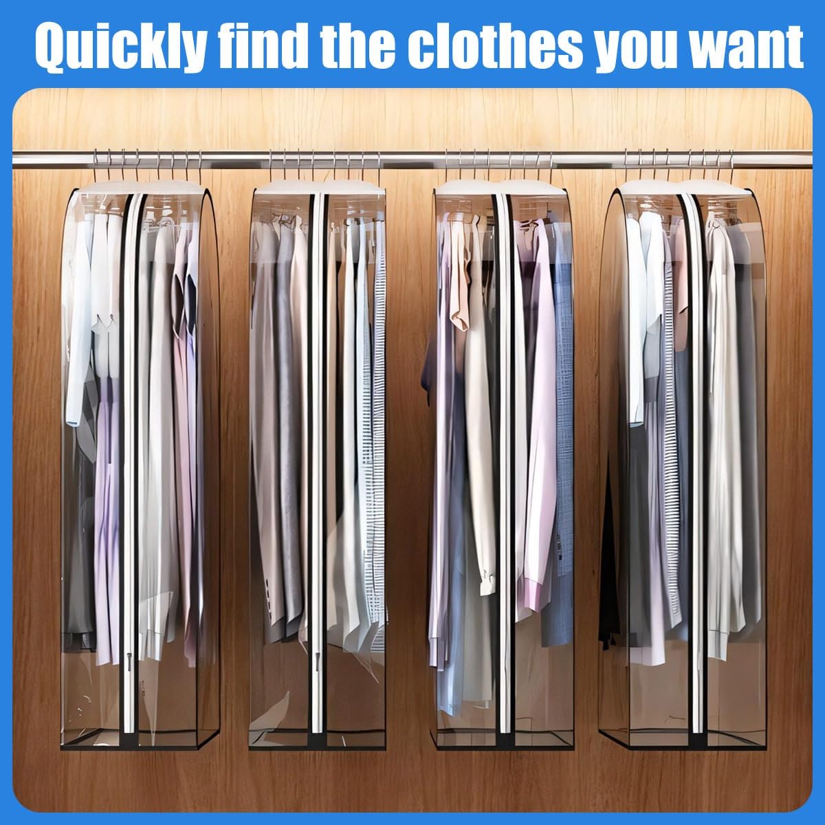 Organize your closet with this 6-pack of clear PEVA garment protector bags.