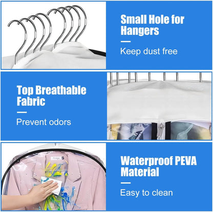 Wardrobe organizer: 6 clear storage bags for jackets, shirts & dresses.
