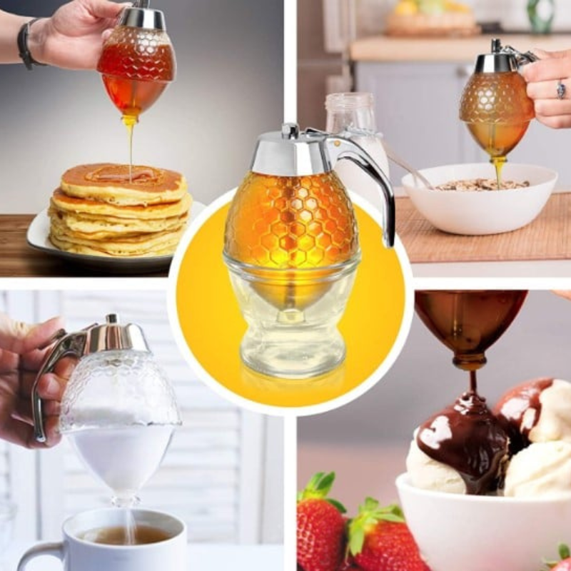 Practical gift idea: a drip-free honey dispenser for easy and clean serving of sweet treats.