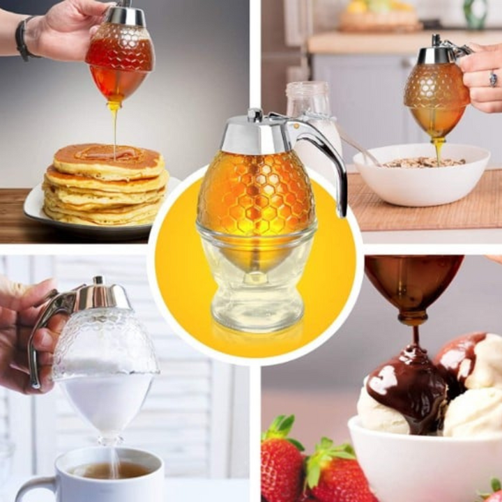 Practical gift idea: a drip-free honey dispenser for easy and clean serving of sweet treats.