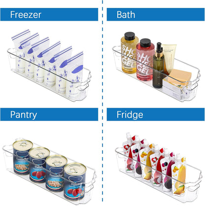 Compact clear storage containers, a 4-pack designed for optimal space in any refrigerator or pantry.
