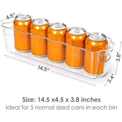 Refrigerator organization set: 4 durable clear bins for storing fruits, vegetables, and condiments.