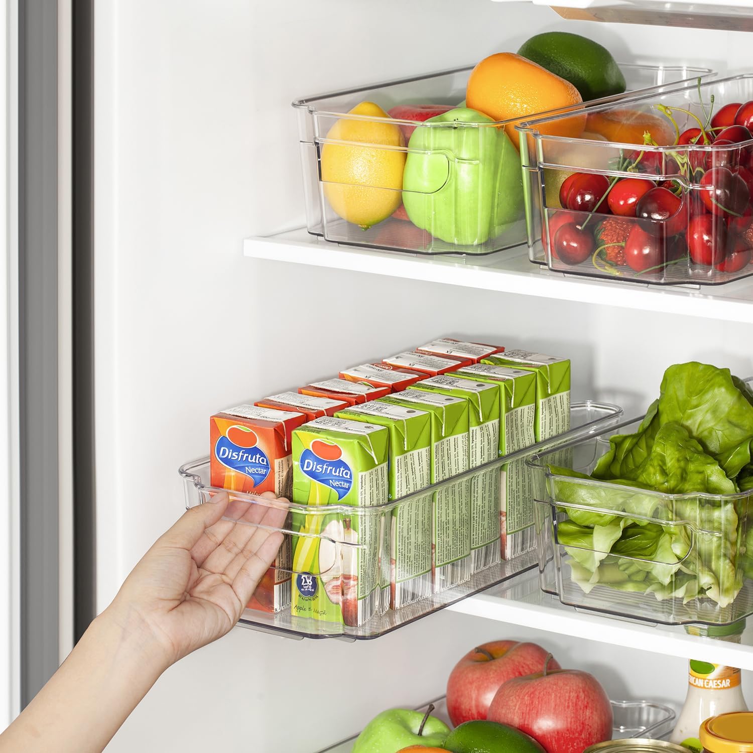 Clear pantry storage containers, set of 4, perfect for organizing snacks, spices, or dry goods.