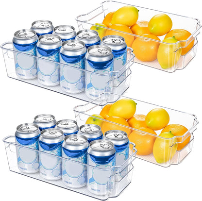 CoolOrganize clear storage bins, a 4-pack for ultimate refrigerator and pantry organization.