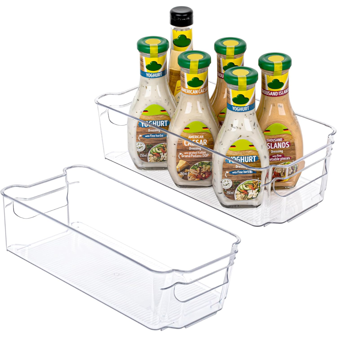 Practical 4-piece set of clear plastic containers for streamlined food and kitchen storage.