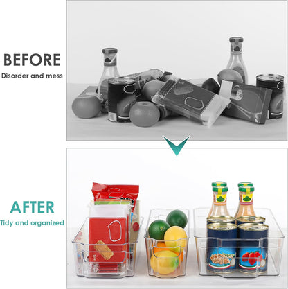 Refrigerator storage bins, set of 4, keeping your food fresh and organized with clear design.
