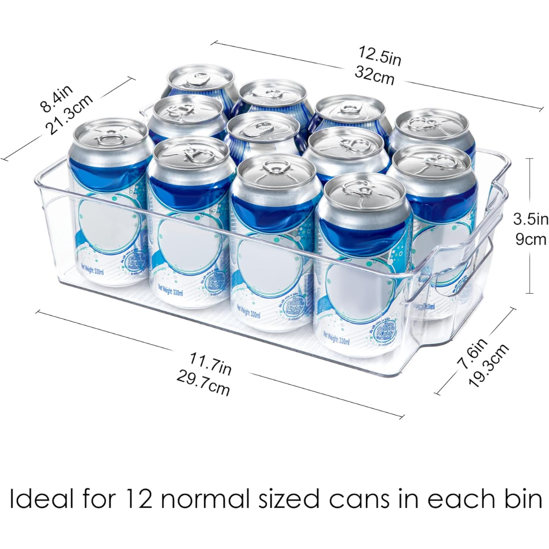 CoolOrganize 4-piece clear refrigerator organizer set, perfect for tidy food and beverage storage.