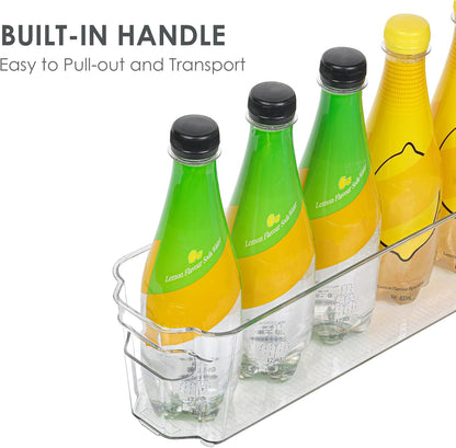 Clear plastic fridge organizers, 4 containers for decluttering your refrigerator and pantry shelves.