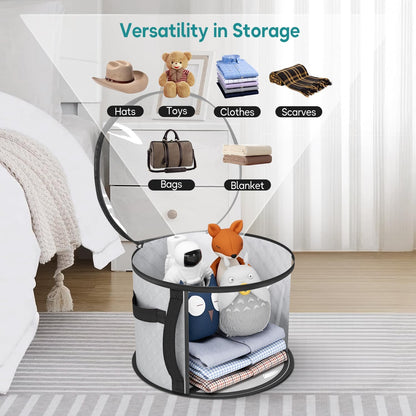 Portable wide-brim hat storage case. Dustproof clear organizer for home organization & travel accessory protection.