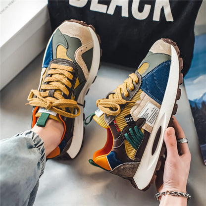 Mens Y2K style retro athletic sneakers, lace-up, comfort & sporty urban edge.