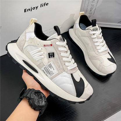 Mens retro athletic sneakers, multicolor, lace-up, combining comfort with bold Y2K fashion.