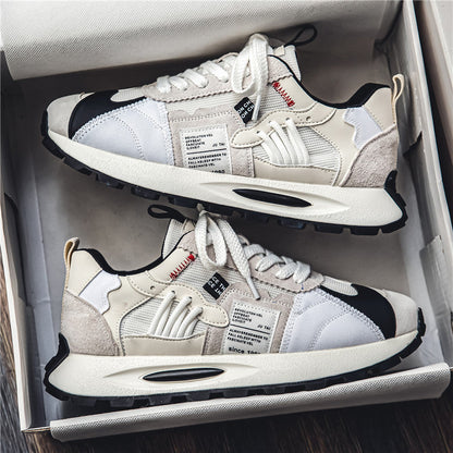 Close-up of laces on mens retro style athletic sneakers, multicolor, comfort & fashion.