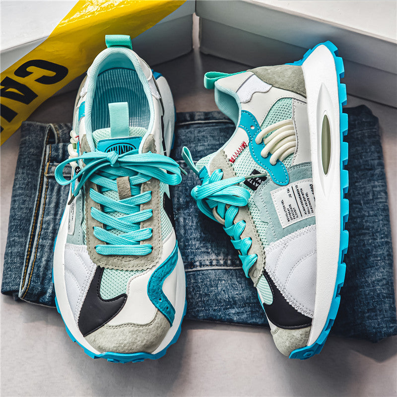 Side view mens retro style athletic sneakers, multicolor, ideal for casual and sporty looks.
