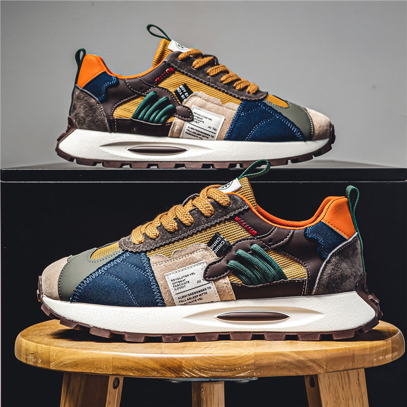 Dynamic shot mens retro athletic sneakers, Y2K fashion, sporty, bold streetwear footwear.