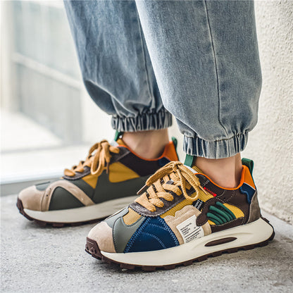 Fashion-forward mens retro sneakers, bold multicolor, perfect for athletic streetwear.
