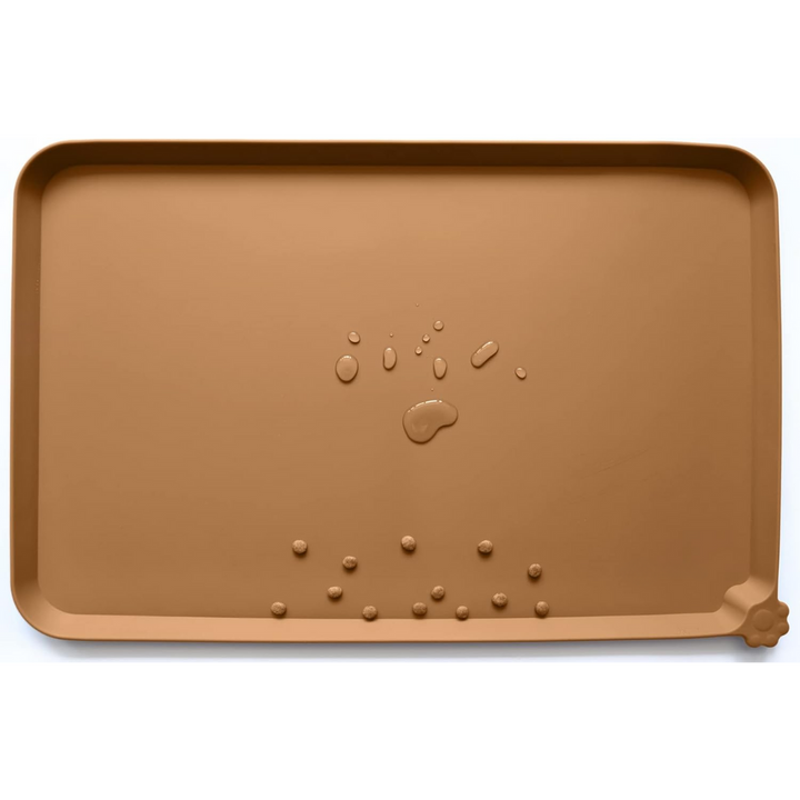 Compact waterproof feeding mat, perfect for small dogs or cats, protects floors efficiently.