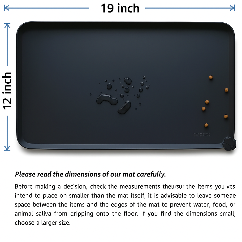 Spill-proof silicone pet mat, prevents messes, protects floors, a vital accessory for pet feeding.