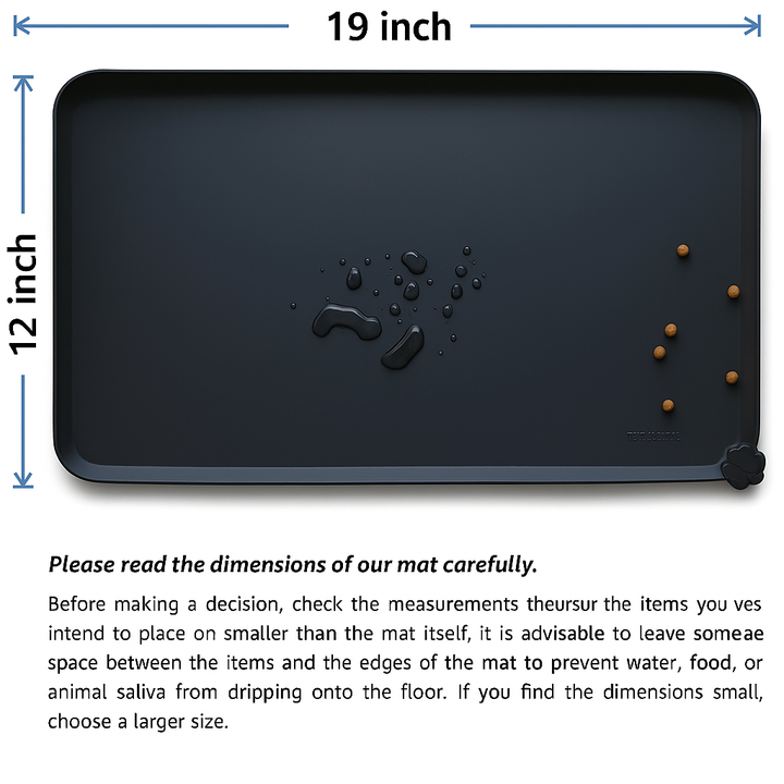 Spill-proof silicone pet mat, prevents messes, protects floors, a vital accessory for pet feeding.