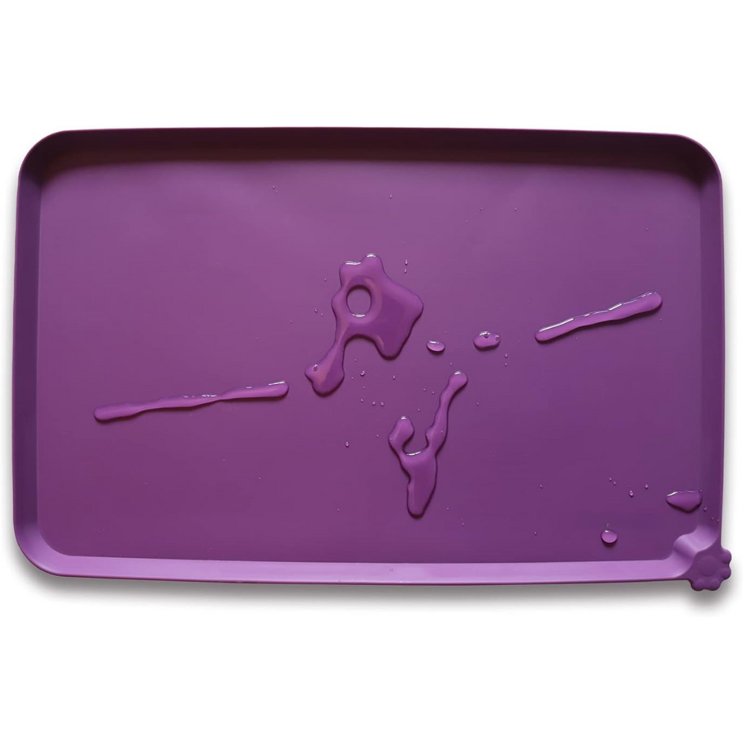Non-slip pet feeding mat, designed to protect floors from water & food, easy to clean, durable.