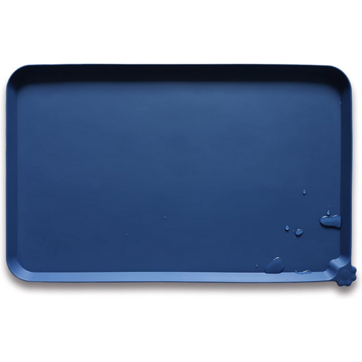 Durable pet feeding mat, waterproof & easy to wipe clean, perfect for messy eaters, dog & cat friendly.