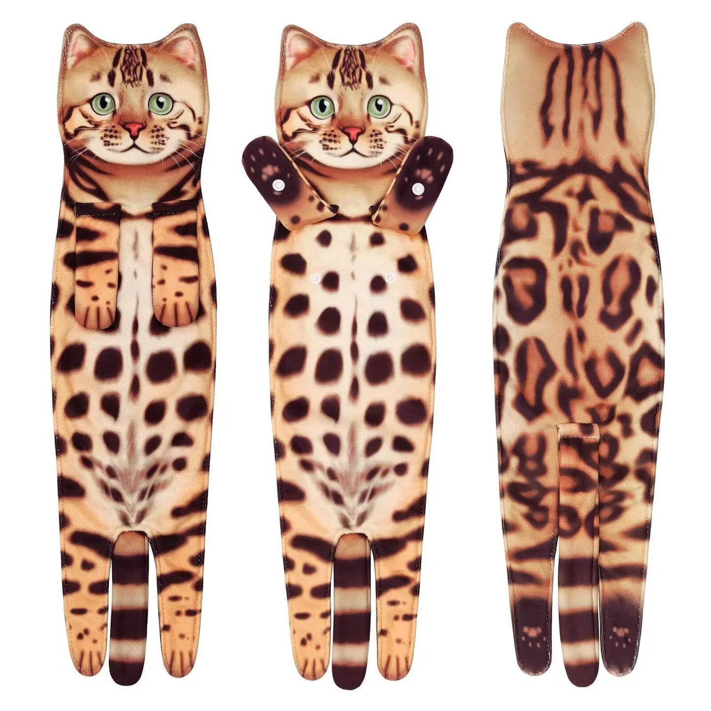 Soft and quick-drying hand towel with a playful cat design, ideal for cat enthusiasts.