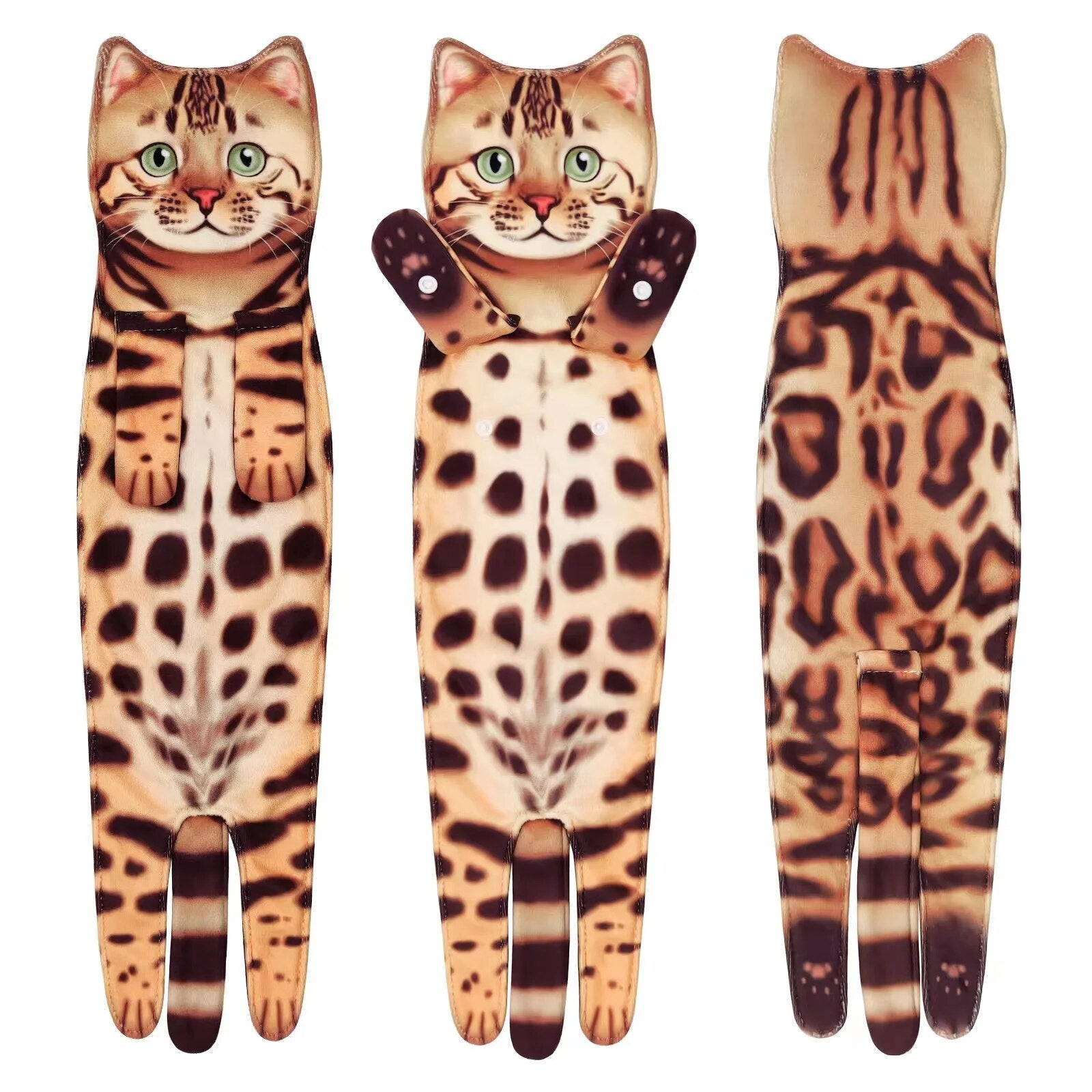 Soft and quick-drying hand towel with a playful cat design, ideal for cat enthusiasts.
