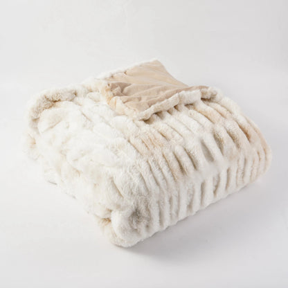 Elegant faux rabbit fur throw, perfect for draping over furniture, adding luxury & warmth.