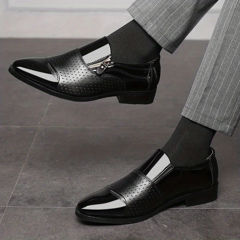 Comfortable and sleek men's zip loafers, perfect formal footwear with a modern twist.