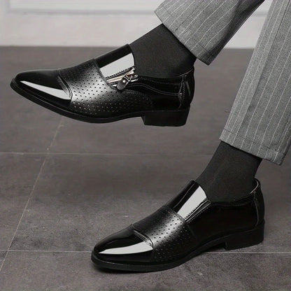 Comfortable and sleek men's zip loafers, perfect formal footwear with a modern twist.