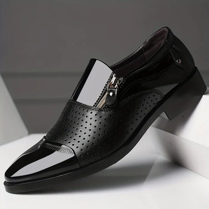 Men's dual-texture zip loafers for a sophisticated look, combining comfort & style.
