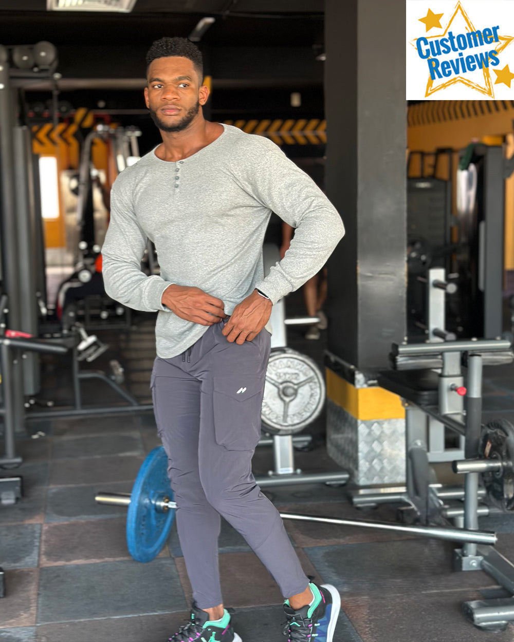 Men's Siena Ribbed Henley shirt folded, showcasing its versatile design.