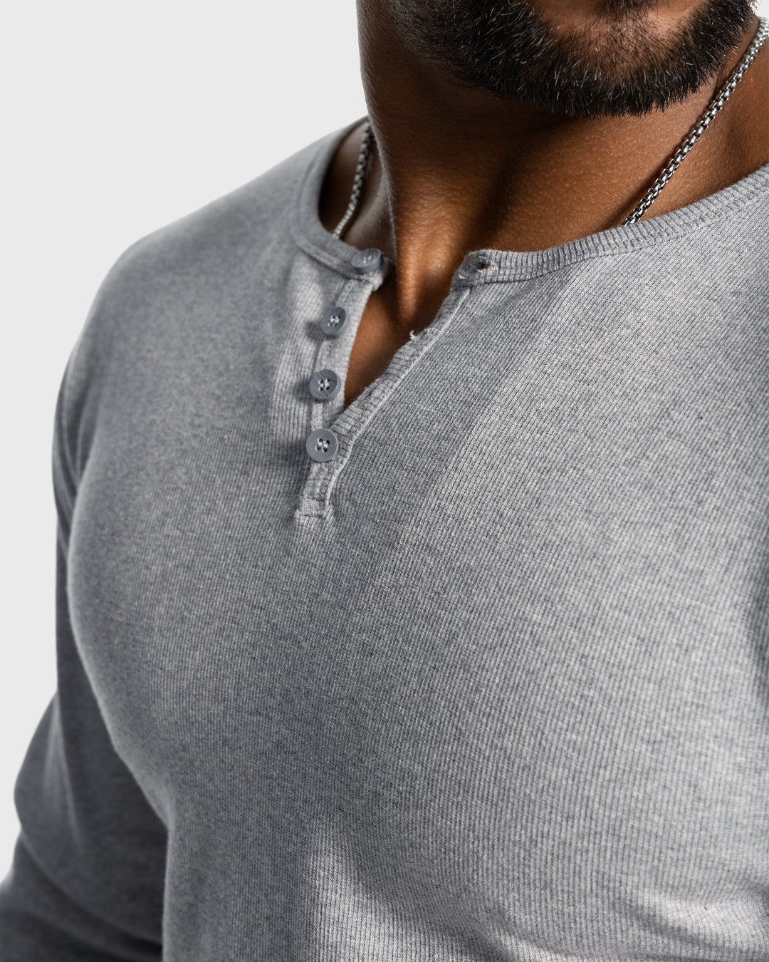 Athletic style Men's Siena Ribbed Henley with a classic button placket.