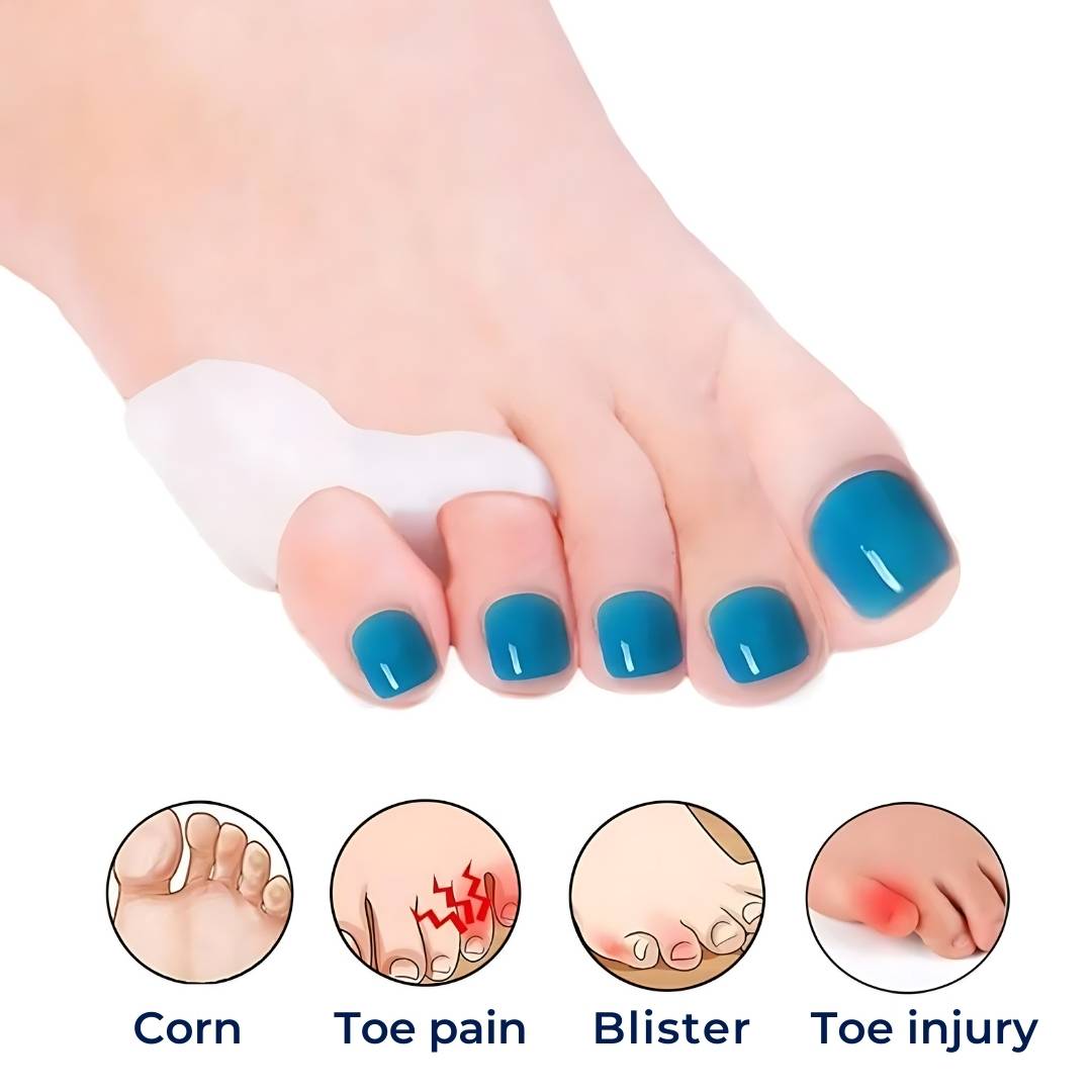 Ergonomic toe separators for foot care, designed to alleviate hammertoe and bunion pain.
