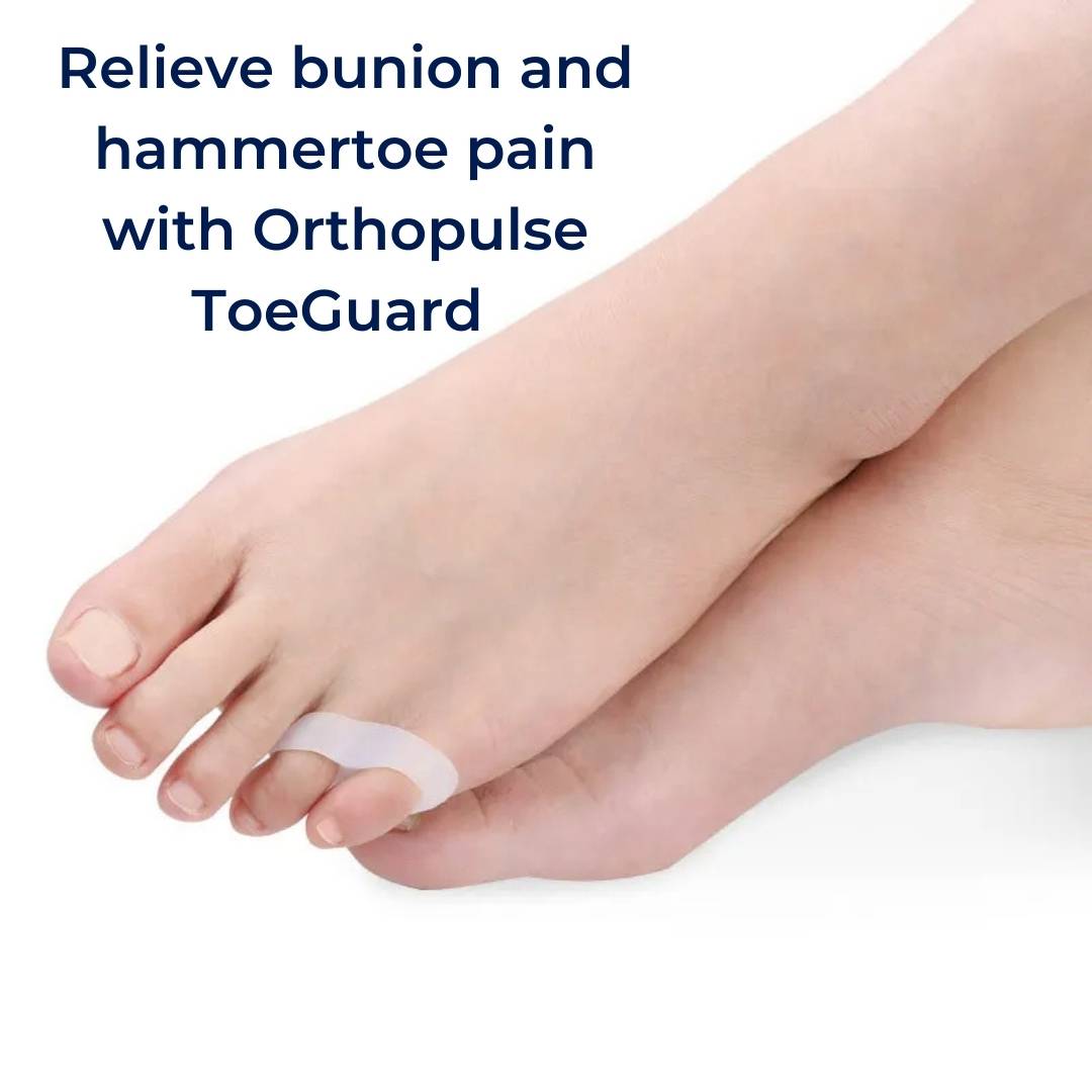 Flexible silicone toe correctors, aiding toe alignment and reducing bunion/hammertoe discomfort.