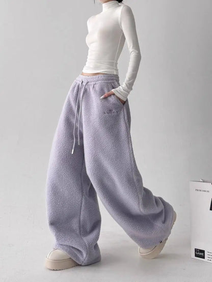 Plush Cloudwalk comfort pants, soft fabric womens loungewear, cozy pastel bottoms for stylish everyday wear.