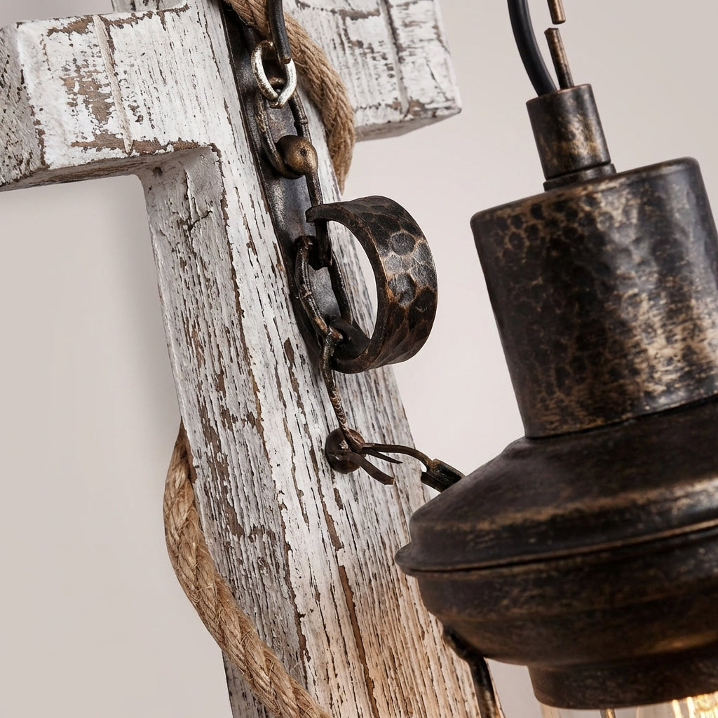Elegant anchor wall sconce LED light. Provides a warm coastal glow for decorative home ambiance.