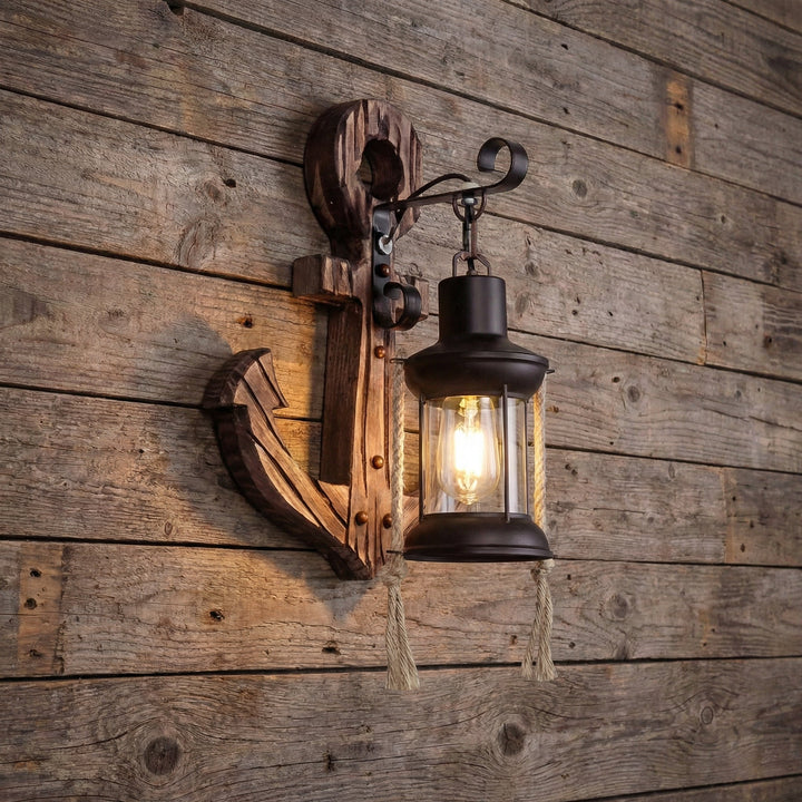 Nautical anchor wall sconce from NautiGlow. A coastal light fixture for maritime home decor.