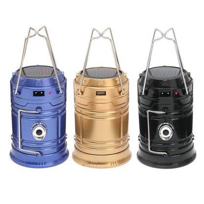 Collapsible LED camping lantern with handle, perfect for outdoor adventures & survival gear, portable light.