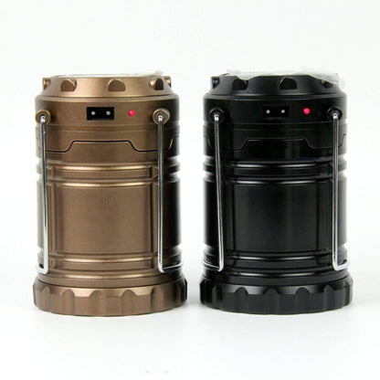 Bright LED camping lantern, expanded to illuminate a tent, a must-have for outdoor adventures.