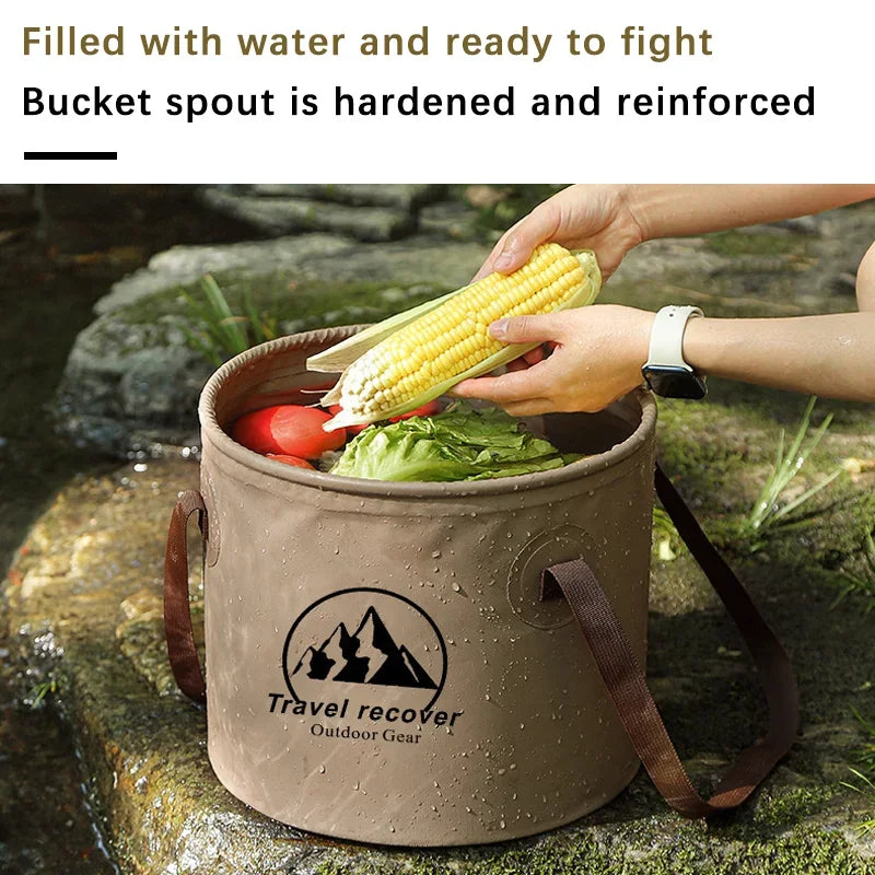 Portable collapsible water bucket, space-saving design for outdoor adventures