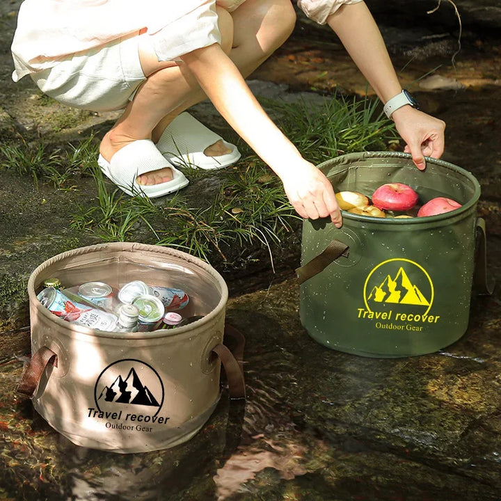 Durable PVC collapsible bucket for home organization or camping use