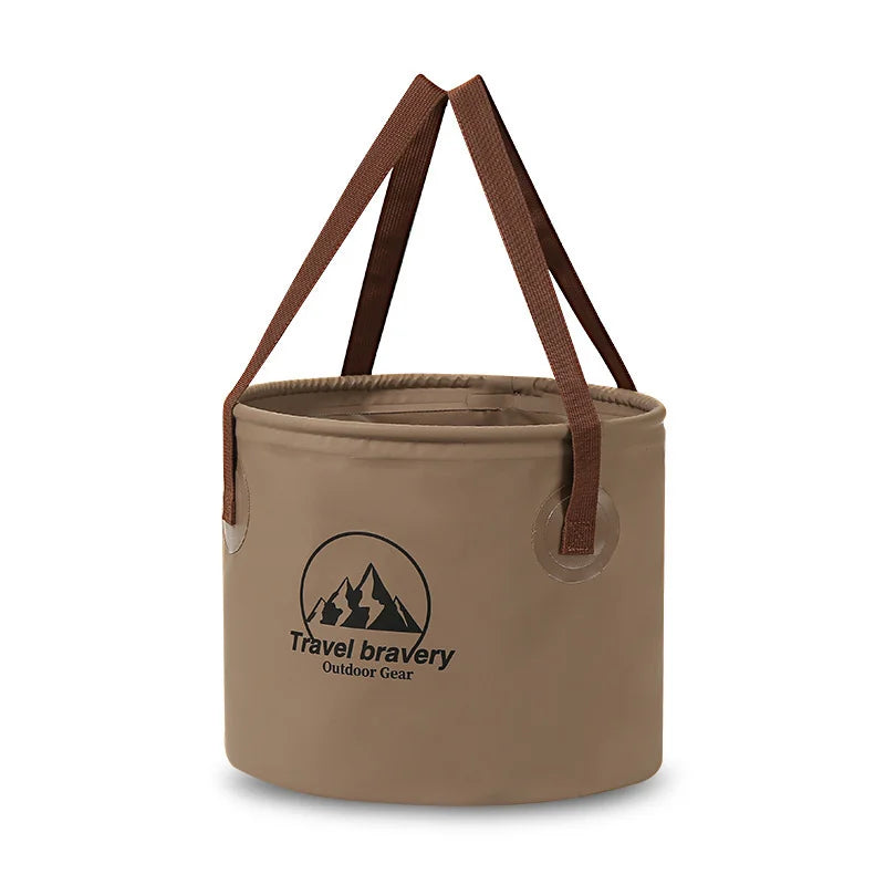 Compact collapsible PVC bucket, essential gear for camping & travel